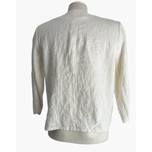 Harve Benard Vintage Linen Button Front Cardigan Sz 10 Womens White 3/4 Sleeve - Picture 14 of 15